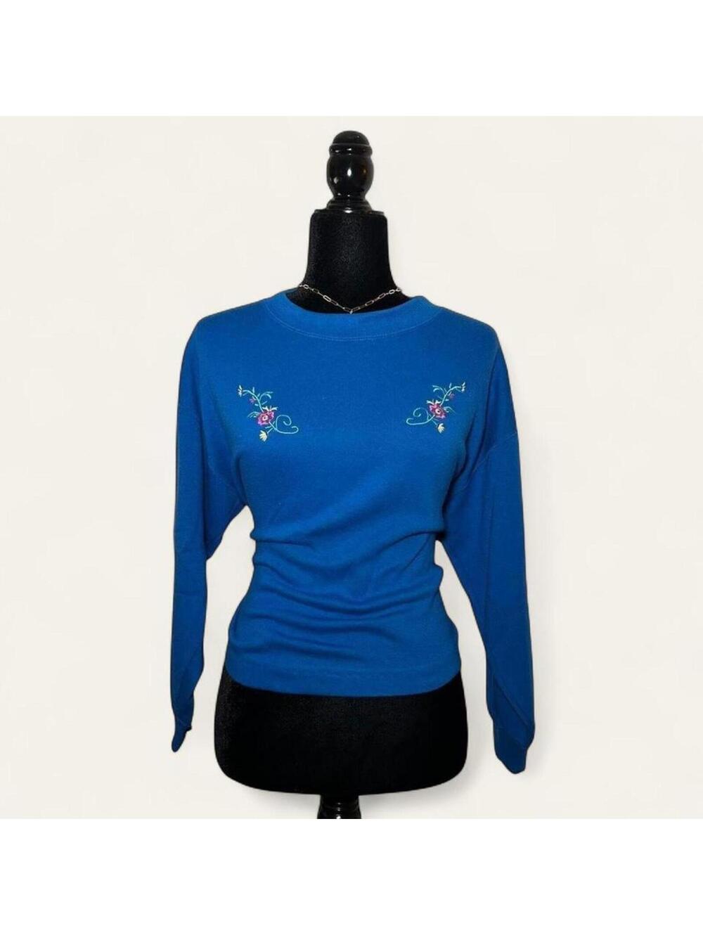 Vintage Blue Crewneck Sweatshirt Indie Streetwear Size S